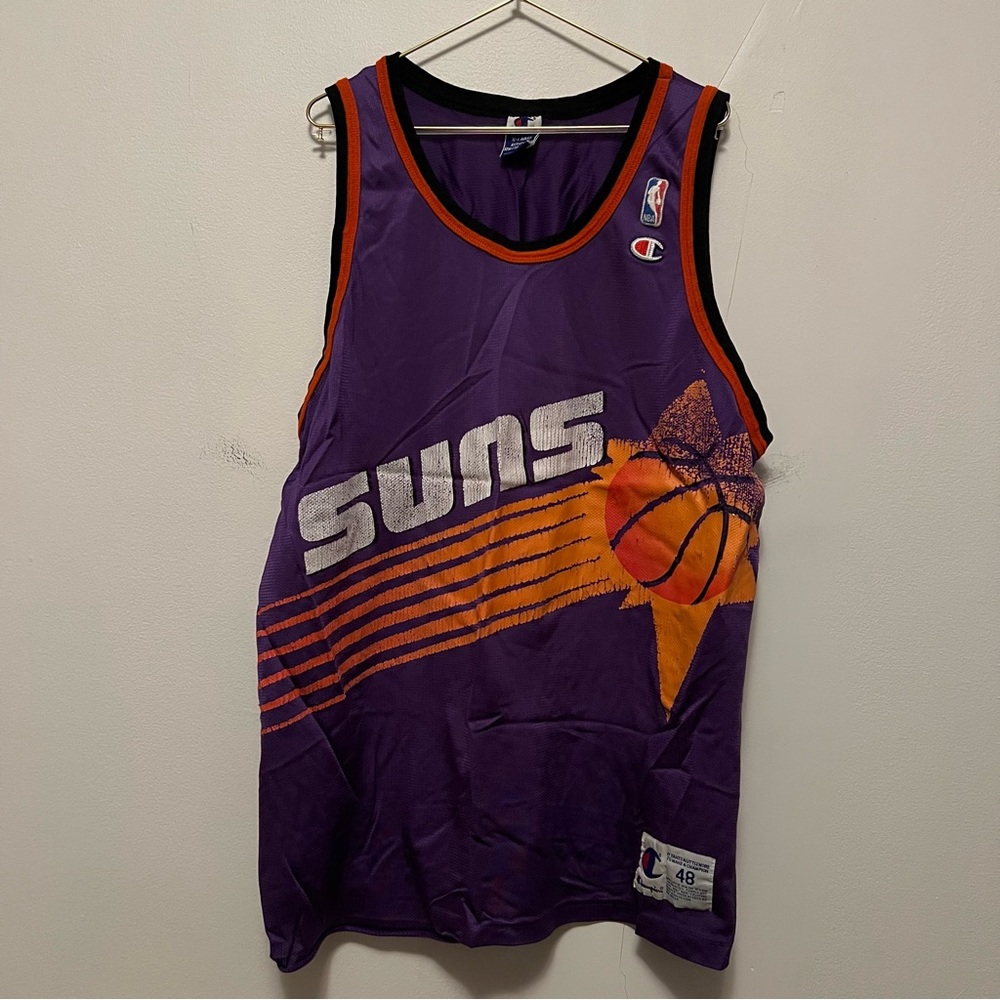 Vintage 90s Phoenix Suns Champion Jersey 48 XL Made In Mexico Big Starburst NBA